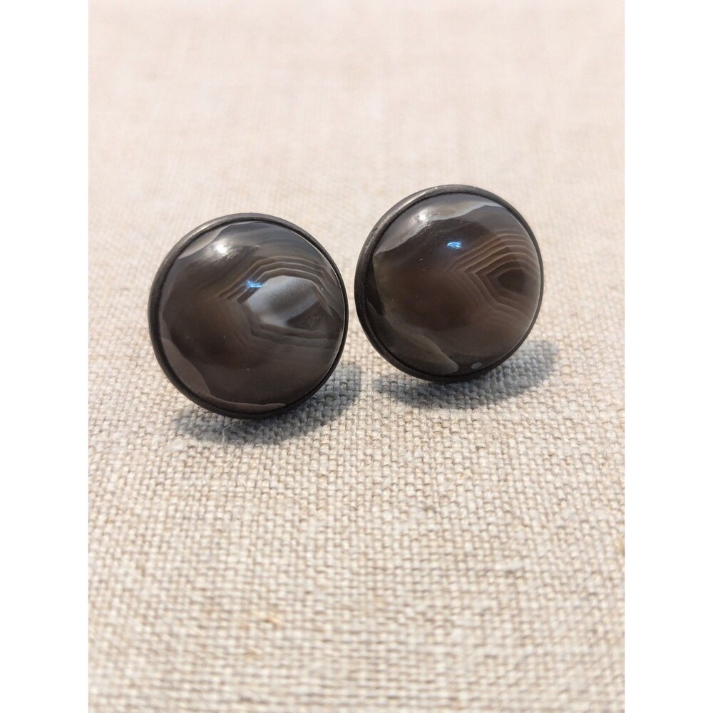 1881 Victorian Era Agate Cufflinks Signed